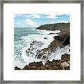 Waterfall Waves At Parque Nacional Cerro Gordo, Puerto Rico Framed Print