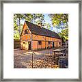 Wattle And Daub Building In Autumn At Jamestown Settlement - Oil Painting Style Framed Print