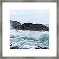 Waves Breaking On A Rocky Shoreline Framed Print