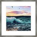 Waves Crashing At Sunset Framed Print