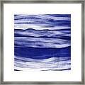 Wavy Horizons Blue And White Stripes Framed Print