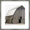 Weathered Barn In The Fog Framed Print