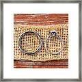 Wedding Rings On Burlap Framed Print