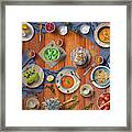 Welcome To My Hot Soup Pasta Bread And Fruit Lunch Table Framed Print