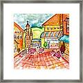 Whimsical Piazza In Tuscany Italy Framed Print