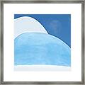 White And Blue Christian Church Dome Against Blue Cloudy Sky, Minimal Aesthetic Framed Print
