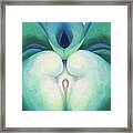 White And Blue Blower Shapes - Abstract Modernist Painting Framed Print