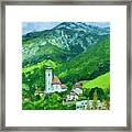 White Church Above Fluelen Switzerland Framed Print