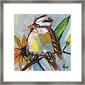 White Crowned Sparrow On A Sunflower Framed Print