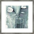 White Flowers In A Glass Still Life Framed Print