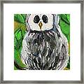 White Owl In Foilage Framed Print