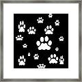 White Pet Paw Prints Framed Print