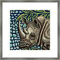 White Rhino In The Jungle Framed Print