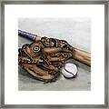 Wilson Baseball Glove And Bat Framed Print