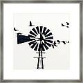 Windmills And Sandhill Cranes Framed Print