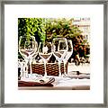 Wineglasses And Table Setting Framed Print