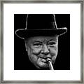 Winston Churchill Smoking Cigar Framed Print