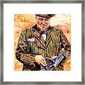 Winston Churchill With A Tommy Gun Framed Print