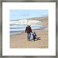 Winter Beach Walk With Dad Framed Print