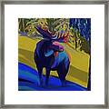 Winter Blue Moose Framed Print