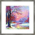 Winter Nightfall, Snow Scene Framed Print