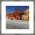 Winter Panorama Of Downtown Stowe Vermont, Usa Framed Print