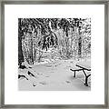 Picnic Table In Snow Framed Print