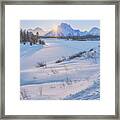 Winter Snowshoe Sunset Framed Print