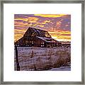 Winter Sunset At Mapleton Barn Framed Print