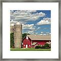 Wisconsin Primary Colors - Dairy Barn And Ivy Covered Silo In Cooksville Wisconsin Framed Print