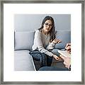 Woman At Therapy Session. Framed Print