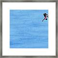 Woman In Mid Air Diving From Platform Framed Print