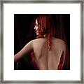 Woman In Red Dress From Behind Framed Print