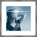 Woman Using Virtual Reality Headset Framed Print