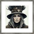 Woman With A Grey Hat - Winter Portrait 3 Framed Print