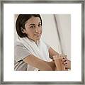 Woman With A Shake Framed Print