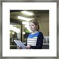 Woman Working In Office Framed Print