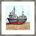 Wooden Fishing Boat On The Beach Framed Print