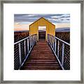 Wooden Pier In Grass Framed Print