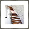 Wooden Stairs In Modern House Framed Print