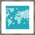 World Map And Global Airline - Vector Framed Print