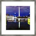 World War Ii Memorial With The Washington Monument In The Background Framed Print