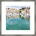 Yachts In Port Soller, Mallorca Framed Print