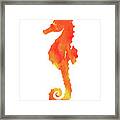 Yellow And Orange Seahorse Watercolor Silhouette Framed Print