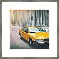 Yellow Taxi Cab Downtown Chicago Framed Print