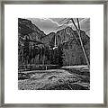 Yosemite Falls Nature Bw Framed Print