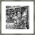 Young Indian Smile - Street Beautiful Girl Portrait Black And White Framed Print