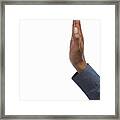 Young Man Making Stop Gesture, Side View, Close-up Of Hand Framed Print
