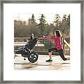 Young Mom Stretching Next To Child In Baby Stroller Framed Print