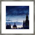 Young Moon Over Uk Parliament Framed Print